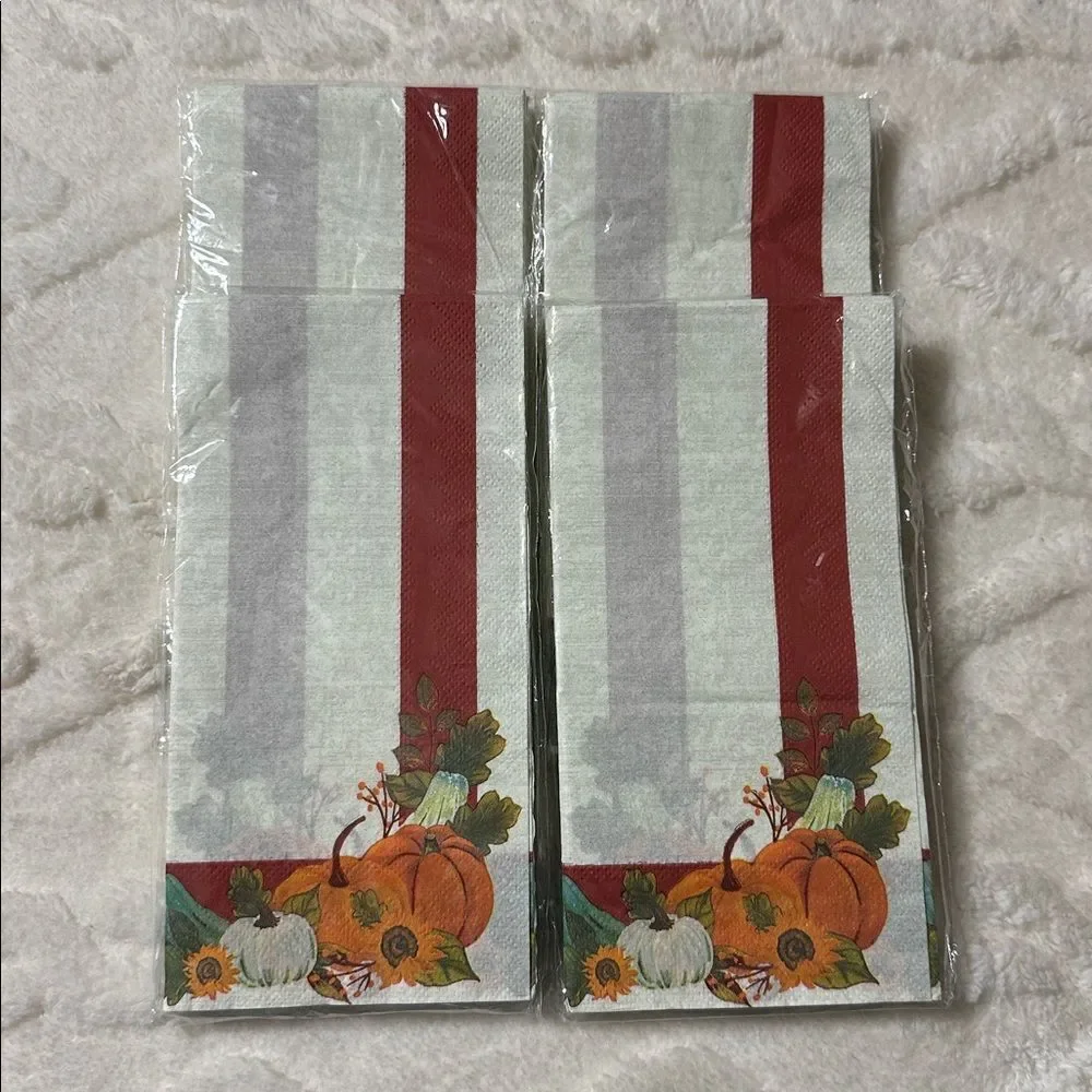 Greenbrier Thanksgiving Harvest Fall Guest Shaped Napkins 14 x 4 packs